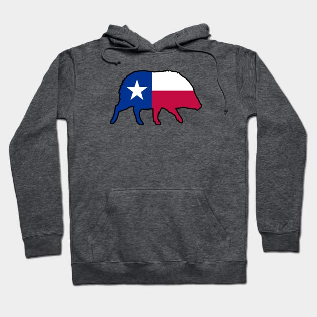 Javelina Silhouette with Texas Flag Hoodie by Coffee Squirrel